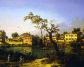 卡纳莱托 : View of a River, Perhaps in Padua